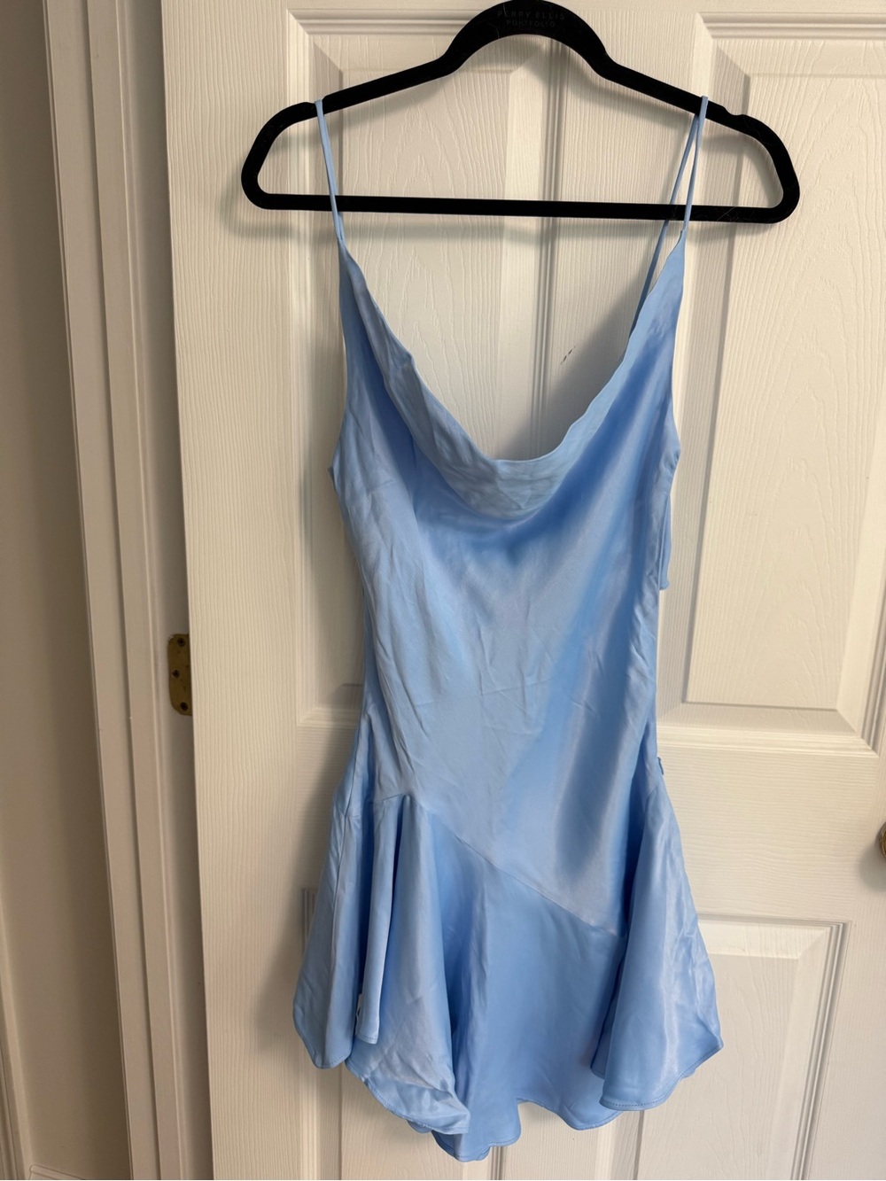 Zara Sky Blue Satin asymmetric mini dress NWT - Picture 4 of 5
